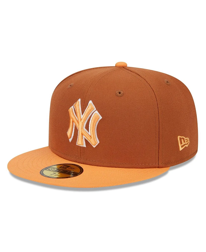 New Era Men's Brown/Orange York Yankees Spring Color Basic Two-Tone 59fifty Fitted Hat