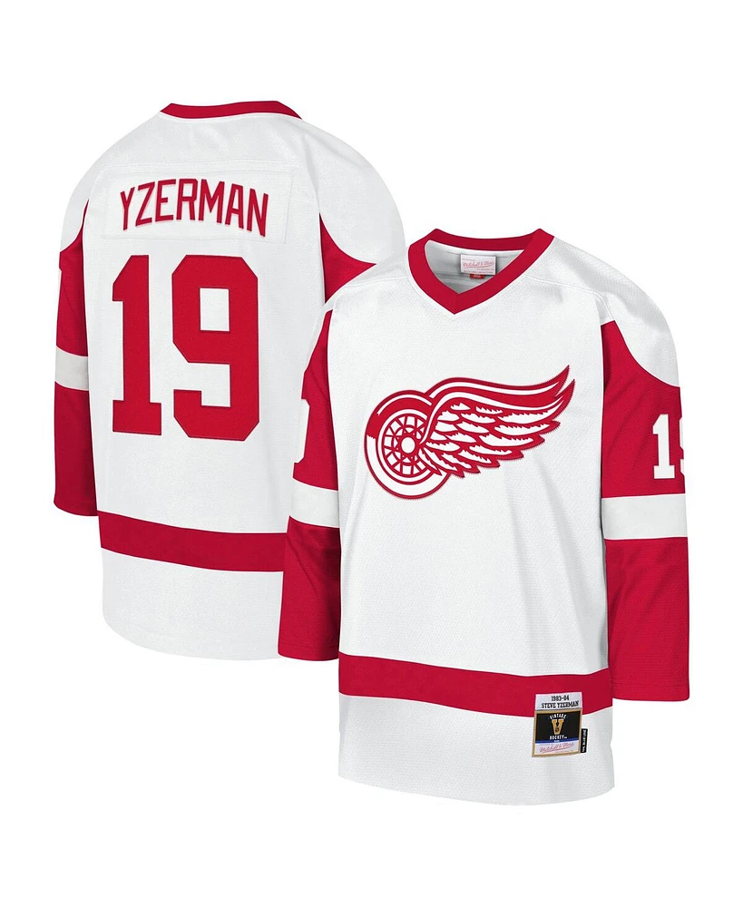 Mitchell Ness Youth Steve Yzerman White Detroit Red Wings 1983-84 Blue Line Player Jersey