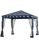 Outsunny 10' x 10' Pop Up Canopy with 4 Removable Sidewalls, American Flag