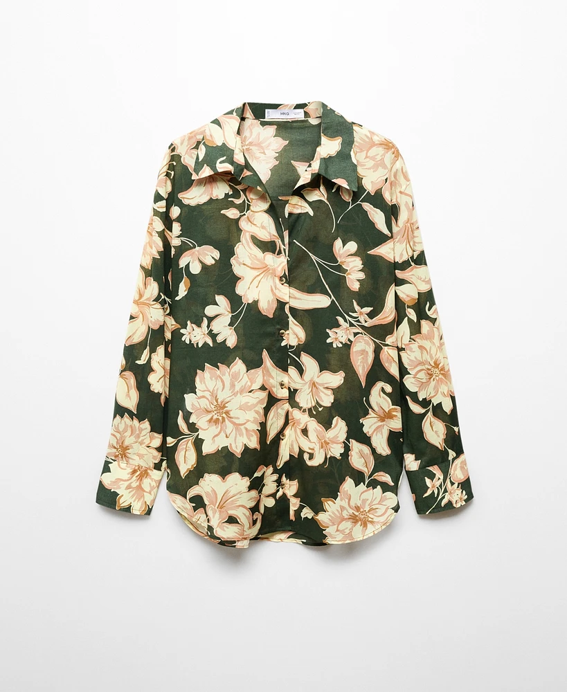 Mango Women's Cotton Flower Shirt