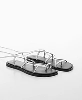 Mango Women's Metallic Snake Sandals