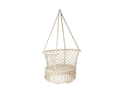 Slickblue Hanging Hammock Chair with 330 Pounds Capacity and Cotton Rope Handwoven Tassels Design