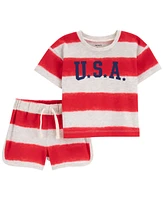 Carter's Baby Boys 2 Piece Usa Striped Outfit Set