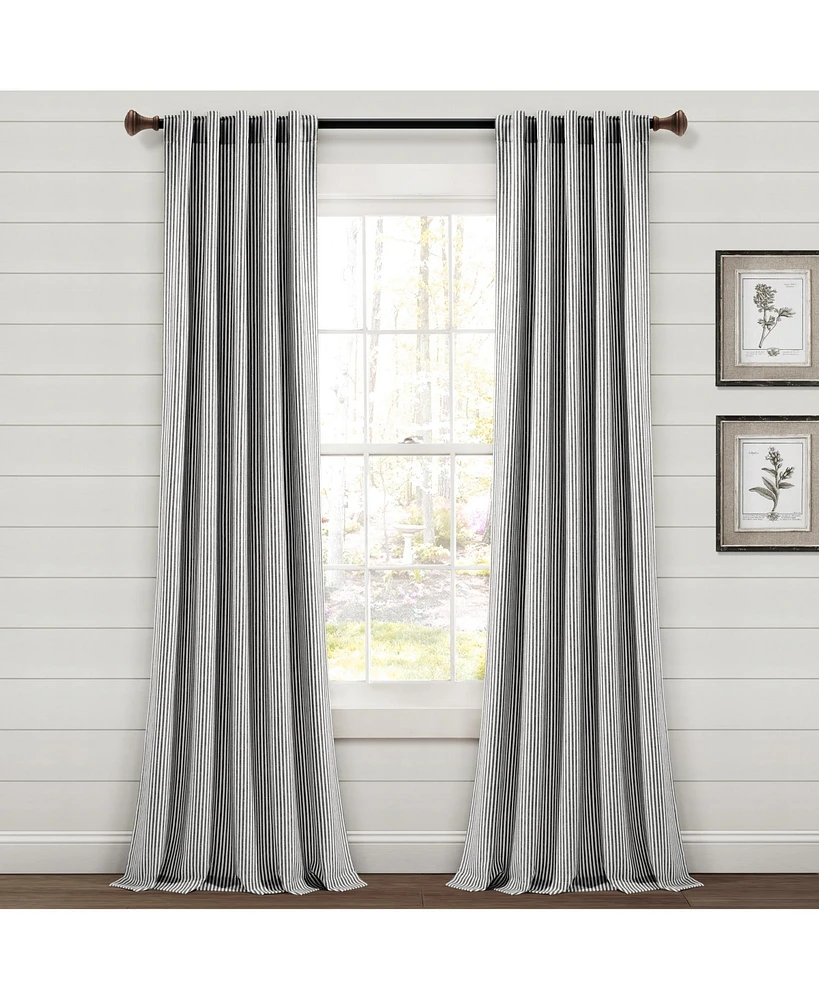 Lush Decor Farmhouse Vintage Stripe Yarn Dyed Cotton Back Tab/Rod Pocket Window Curtain Panels