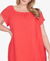 Ruby Rd. Plus Gauze High/Low Cotton T-Shirt Dress