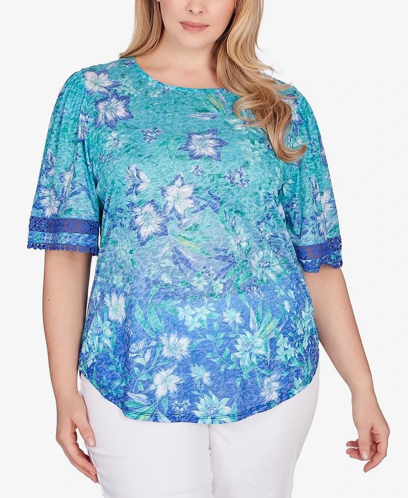 Ruby Rd. Plus Ombre Bali Floral Top