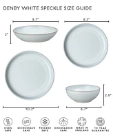 Denby White Speckle Stoneware Coupe Dinner Plates, Set of 4