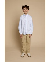 B by Brooks Brothers Big Boys Pinstripe Woven Long Sleeve Oxford Shirt