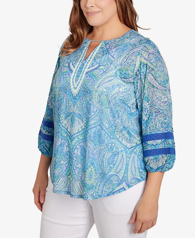 Ruby Rd. Plus Paisley Burnout Lace Top