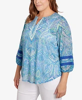 Ruby Rd. Plus Size Paisley Burnout Lace Top