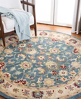 Safavieh Antiquity At15 Blue and Beige 3'6" x 3'6" Round Area Rug