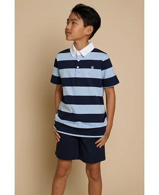 B by Brooks Brothers Big Boys Short Sleeve Collared Striped Polo Shirt