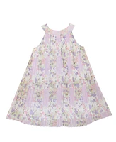 Blueberi Boulevard Baby Girls Lilac Floral Pleated Swing Dress Sun Hat