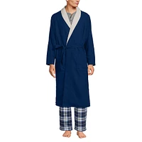 Lands' End Men's High Pile Fleece Lined Flannel Robe