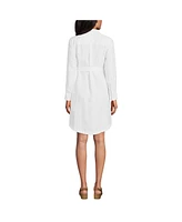 Lands' End Women's Long Sleeve Linen Shirt Dress