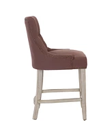 24" Linen Tufted Buttons Upholstered Wingback Counter Stool (Set of