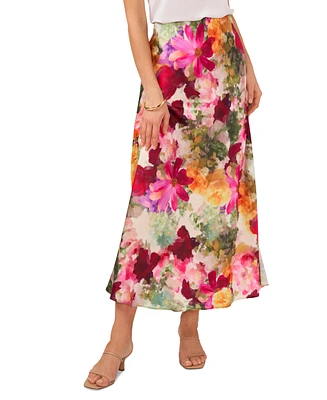 Vince Camuto Women's Floral-Print Pull-On A-Line Midi Skirt