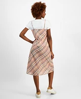 Nautica Jeans Women's Plaid Layered-Look Midi Dress