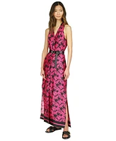 Michael Kors Women's Belted Floral-Print Maxi Dress