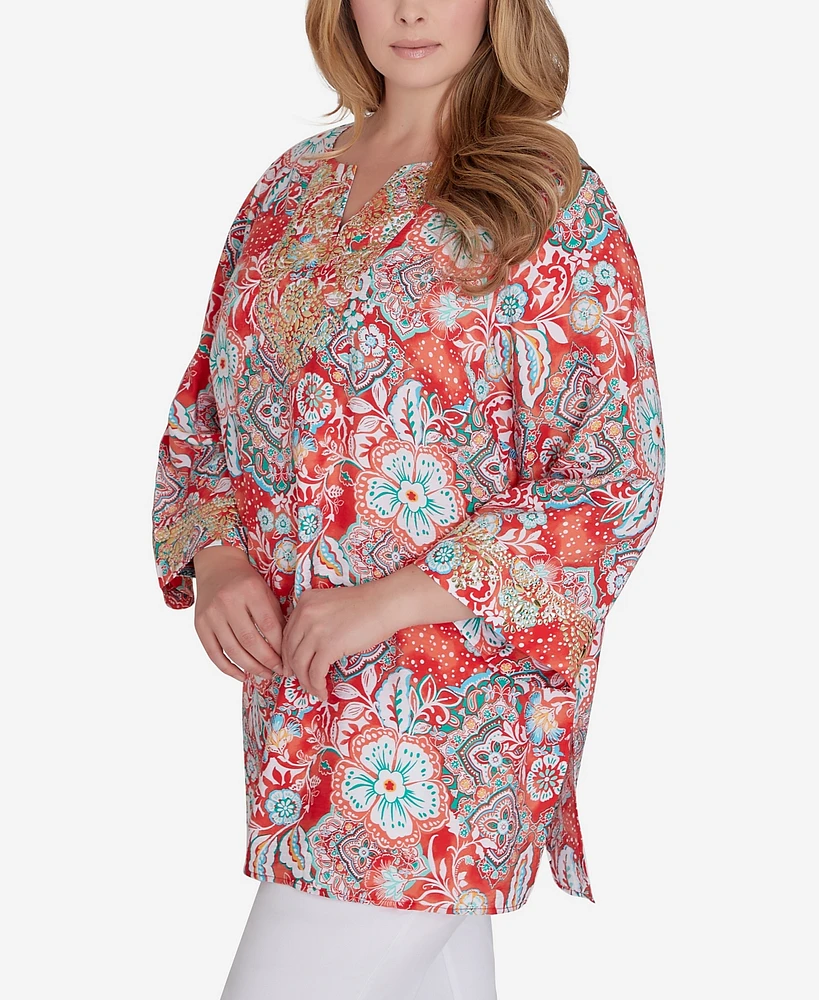 Ruby Rd. Plus Silky Floral Voile Top