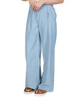 Michael Kors Women's Chambray Pleated Wide-Leg Pants