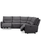 Olper 5-Pc. Fabric Zero Wall Sectional Sofa with Two Power Motion Pieces, Created for Macy's