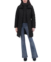 Tahari Women's Bibbed Hooded Quilted Coat