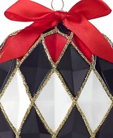 Holiday Lane Royal Holiday Black, Red & White Diamond Pattern Ornament, Exclusively at Macy's