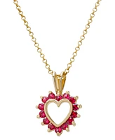 Lab Grown Ruby Open Heart Pendant Necklace (3/4 ct. t.w.) in 14k Gold-Plated Sterling Silver