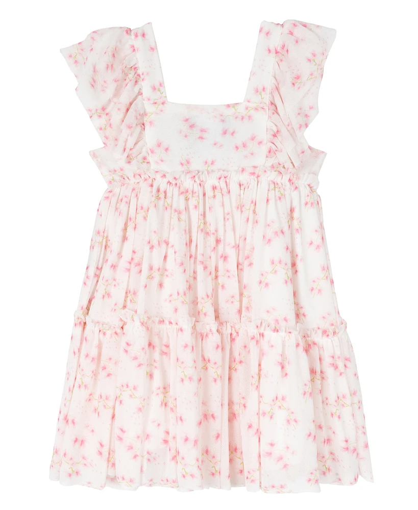 Rare Editions Baby Girl Floral Power Mesh Dress
