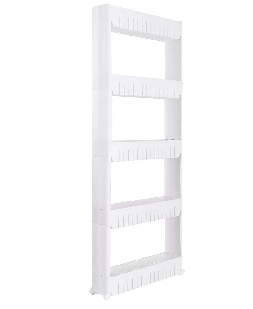 Simplify 5 Tier Slim Slide Out Storage Cart in White