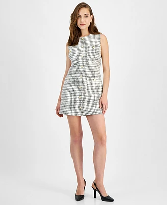 City Studios Juniors' Tweed Sleeveless Mini Dress