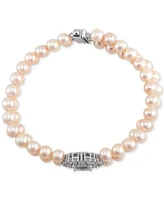 Arabella Freshwater Pearl (5-6mm) & Cubic Zirconia Double Row Bracelet in Sterling Silver