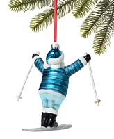 Holiday Lane Northern Lights Blue Skiing Santa Ornament, Created for Macy's