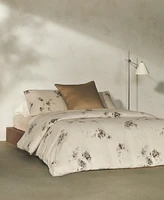 Calvin Klein Aquarelle Floral Cotton Melange Gauze 3 Piece Comforter Set