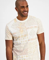 Guess Men's Rio Short Sleeve Crewneck Patchwork Print T-Shirt