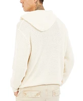 Guess Men's Derik Textured Stitched Hooded Sweater