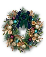 Holiday Lane Jewel Tones Green, Purple and Blue with Pinecones and Berries, Created for Macy's