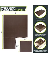 Wood Grain Puzzle Mat 1/2-in, 24 Sq Ft - 6 Tiles