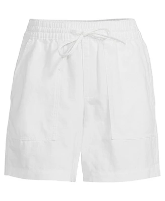 Lands' End Women's High Rise Drawstring A-line 7" Linen Shorts