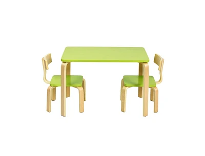 Slickblue 3 Piece Kids Wooden Activity Table and 2 Chairs Set