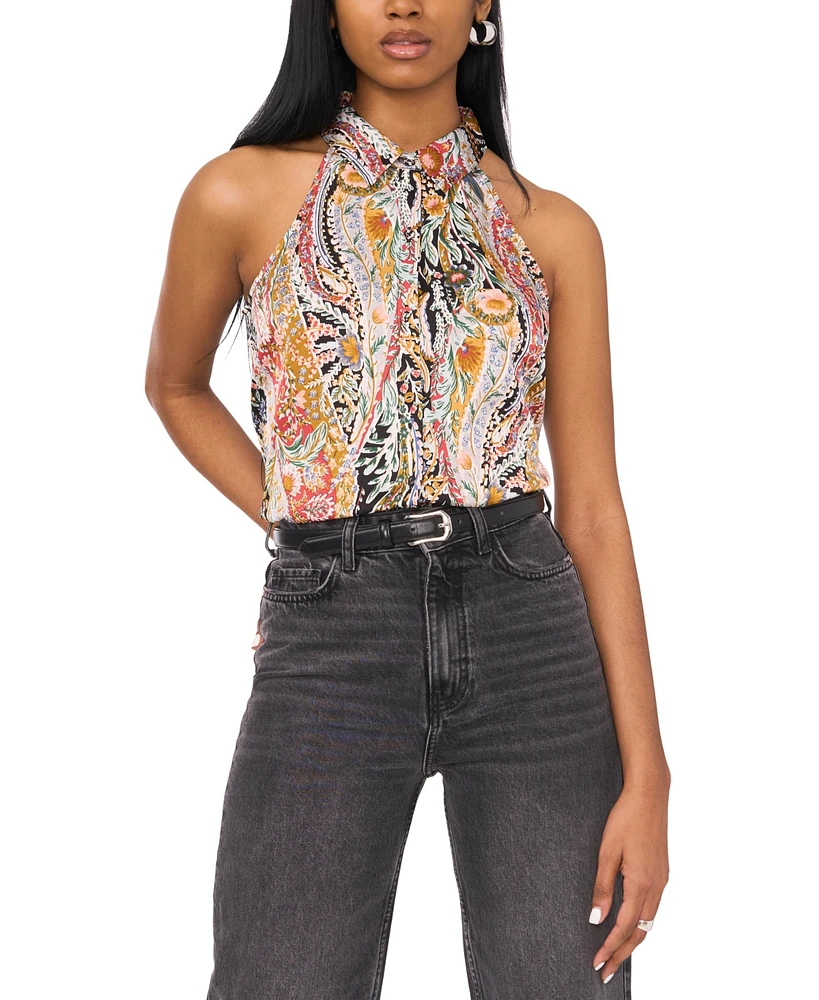 1.state Women's Printed Sleeveless Button-Up Blouse