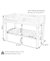 Sunnydaze Decor Stained Wooden Raised Garden Bed Planter Box with Shelf - 42 in