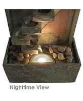 Sunnydaze Decor Copper/Slate Staircase Water Fountain with Led Lights - 48 in