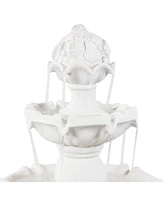 Sunnydaze Decor Fruit Top Fiberglass Outdoor 3-Tier Water Fountain - White