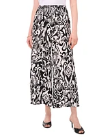 Sam & Jess Women's Challis Printed Smocked Wide-Leg Pants