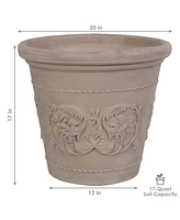 Sunnydaze Decor 19.5 in Arabella Polyresin Outdoor Planter - Beige - Set of 2