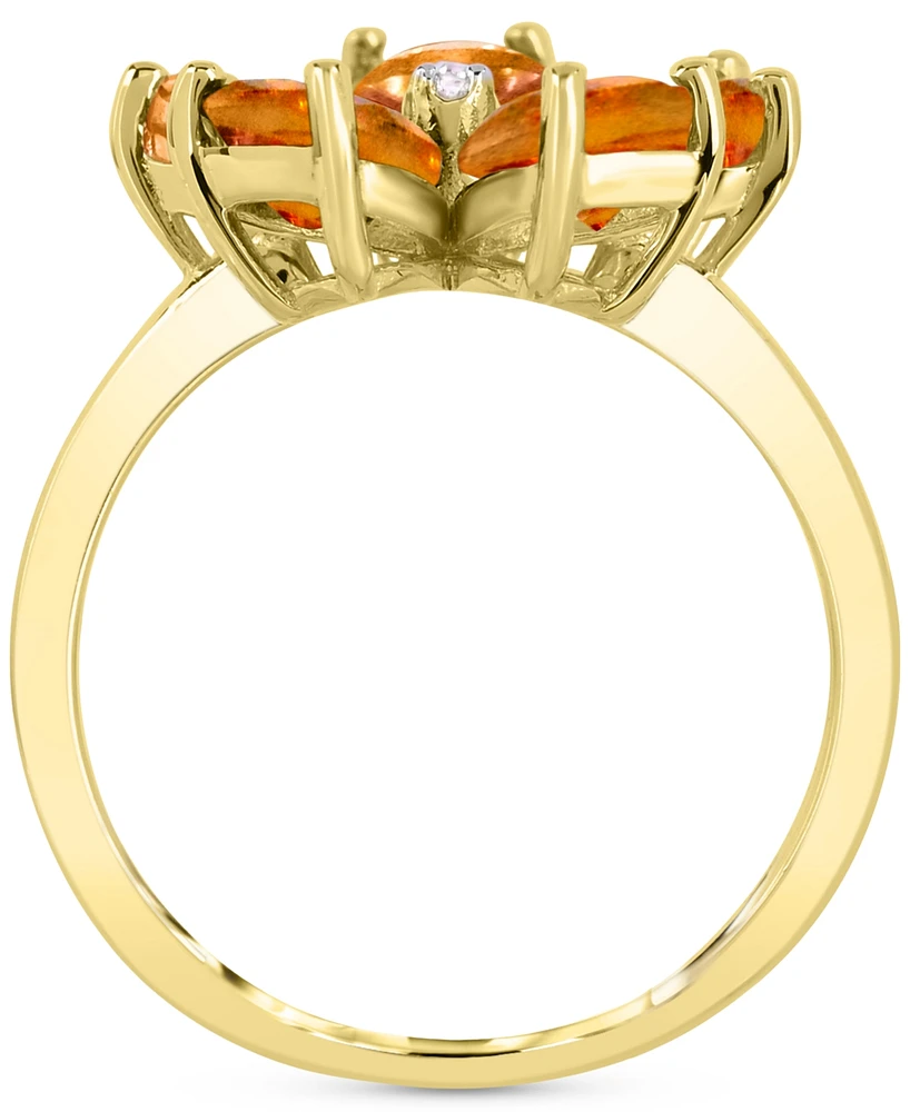 Citrine (3-1/4 ct. t.w.) & Diamond Accent Flower Ring in 14k Gold-Plated Sterling Silver