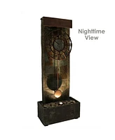 Sunnydaze Decor Slate/Copper Clock Waterfall Fountain with Led Lights - 49 in