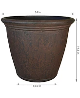 Anjelica 24" Double-Walled Polyresin Outdoor Planter with Uv-Resistant Rust Finish